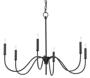 Tirrell Small Chandelier - Elegant Antique Black Wrought Iron Fixture with Adjustable Height Design