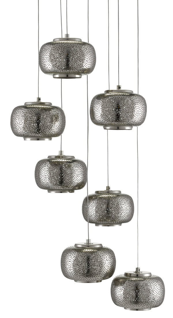 Pepper 7-Light Multi-Drop Pendant Light Fixture - Modern Farmhouse Style in Silver & Nickel Finish
