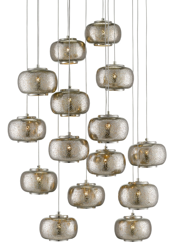 Pepper Round 15-Light Multi-Drop Pendant – Modern Farmhouse Chandelier with Adjustable Height Design