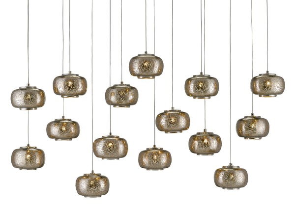 Pepper 15-Light Multi-Drop Pendant in Silver & Nickel - Modern Farmhouse & Industrial Chic Lighting