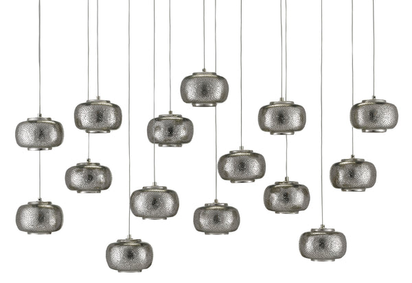 Pepper 15-Light Multi-Drop Pendant in Silver & Nickel - Modern Farmhouse & Industrial Chic Lighting
