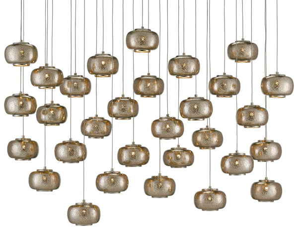 Pepper 30-Light Multi-Drop Pendant - Modern Farmhouse Metal Orb Fixture in Silver & Nickel Finishes