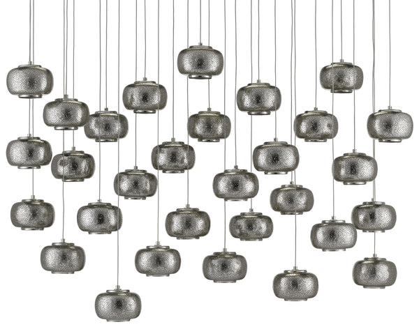 Pepper 30-Light Multi-Drop Pendant - Modern Farmhouse Metal Orb Fixture in Silver & Nickel Finishes