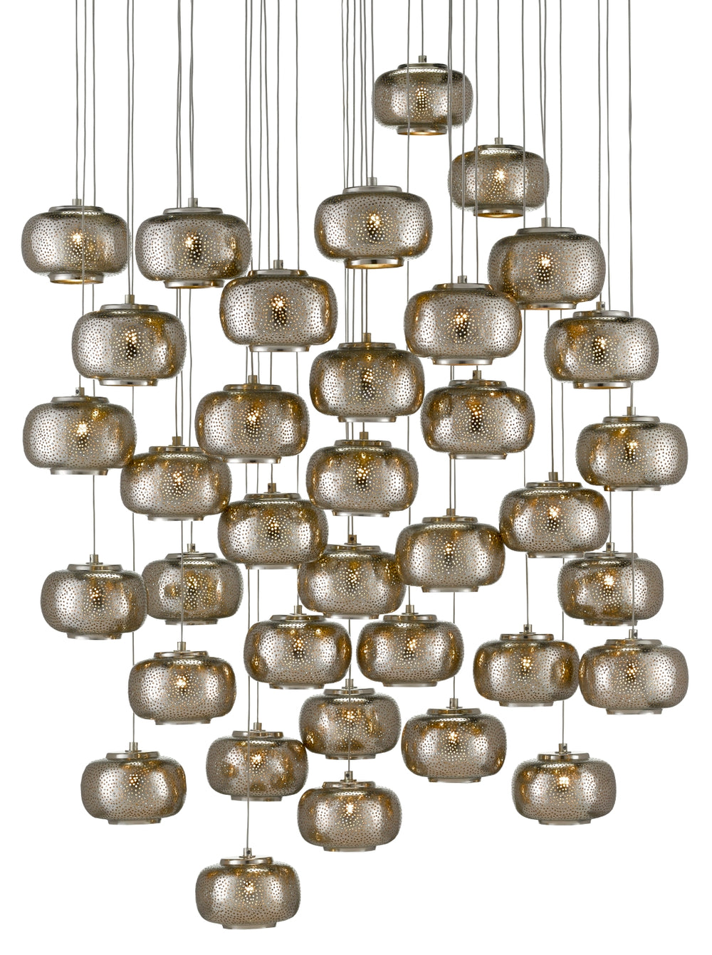 Pepper 36-Light Multi-Drop Pendant – Modern Farmhouse Metal Fixture in Painted Silver & Nickel Finish