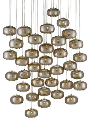 Pepper 36-Light Multi-Drop Pendant – Modern Farmhouse Metal Fixture in Painted Silver & Nickel Finish