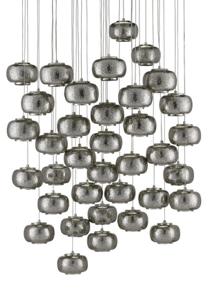 Pepper 36-Light Multi-Drop Pendant – Modern Farmhouse Metal Fixture in Painted Silver & Nickel Finish