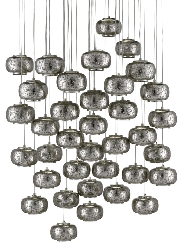 Pepper 36-Light Multi-Drop Pendant – Modern Farmhouse Metal Fixture in Painted Silver & Nickel Finish