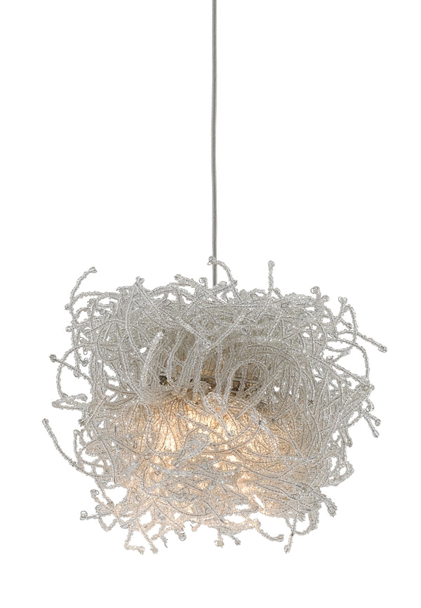 Birds Nest 1-Light Multi-Drop Pendant – Whimsical Beaded Ceiling Light with Adjustable Height & Style