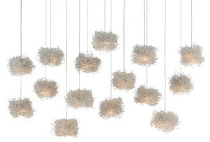 Birds Nest Rectangular 15-Light Multi-Drop Pendant - Elegant Beaded Design for Stunning Interiors