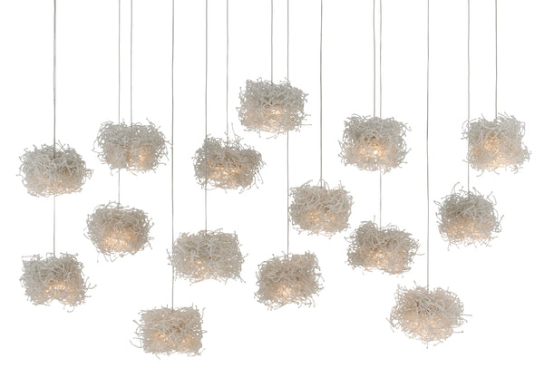 Birds Nest Rectangular 15-Light Multi-Drop Pendant - Elegant Beaded Design for Stunning Interiors