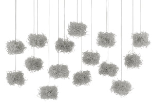 Birds Nest Rectangular 15-Light Multi-Drop Pendant - Elegant Beaded Design for Stunning Interiors