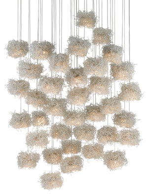 Birds Nest 36-Light Multi-Drop Pendant – Whimsical Beaded Ceiling Fixture for Stunning Illumination