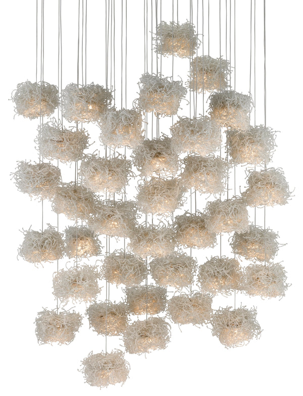 Birds Nest 36-Light Multi-Drop Pendant – Whimsical Beaded Ceiling Fixture for Stunning Illumination