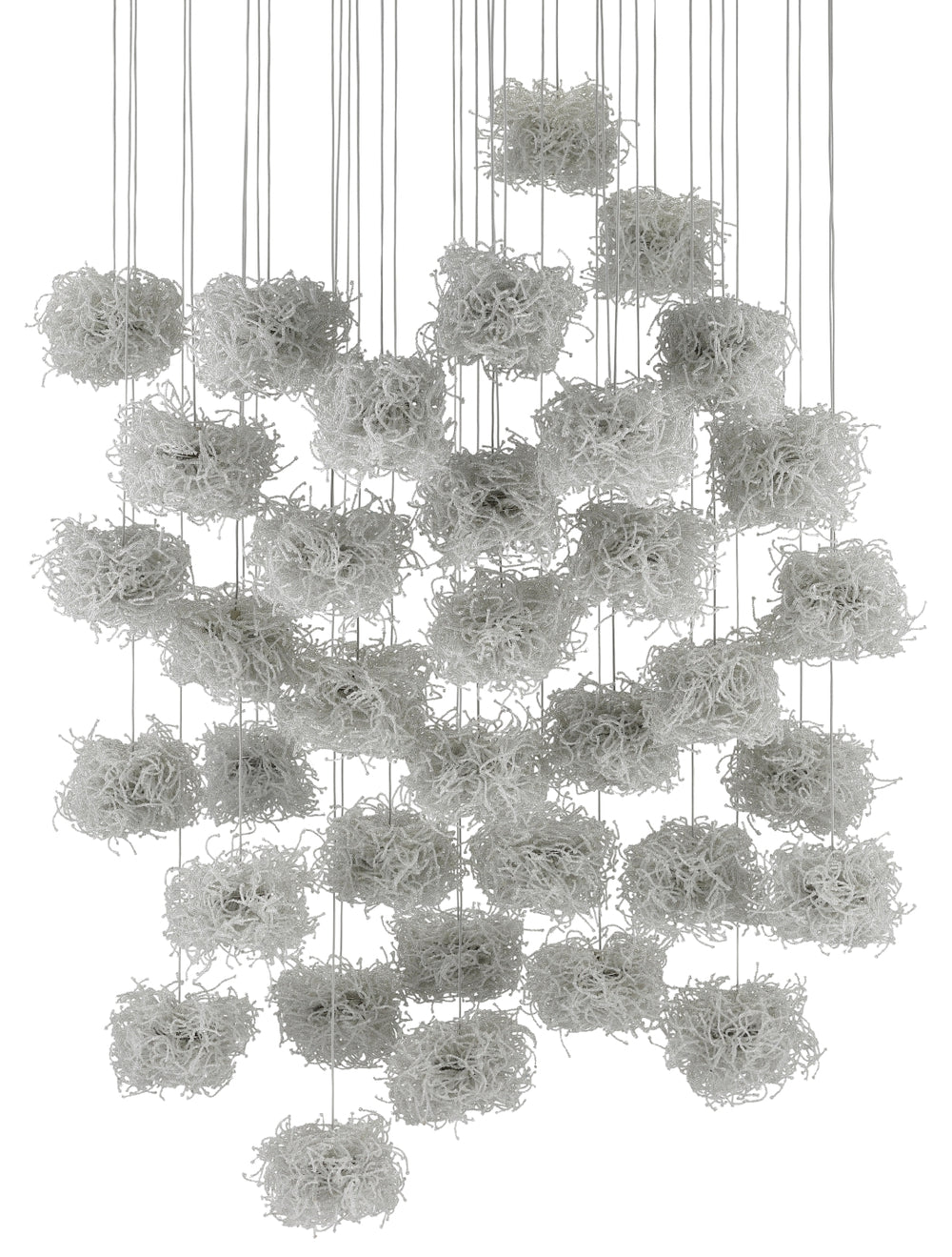 Birds Nest 36-Light Multi-Drop Pendant – Whimsical Beaded Ceiling Fixture for Stunning Illumination