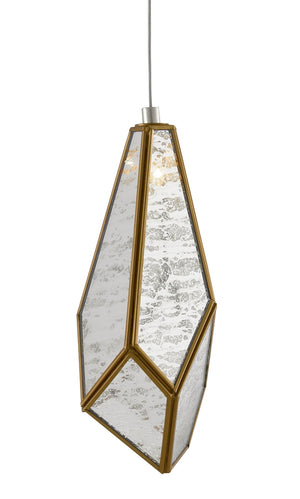 Glace 1-Light Multi-Drop Pendant Light – Stunning Brass & Raj Mirror Design for Modern Elegance