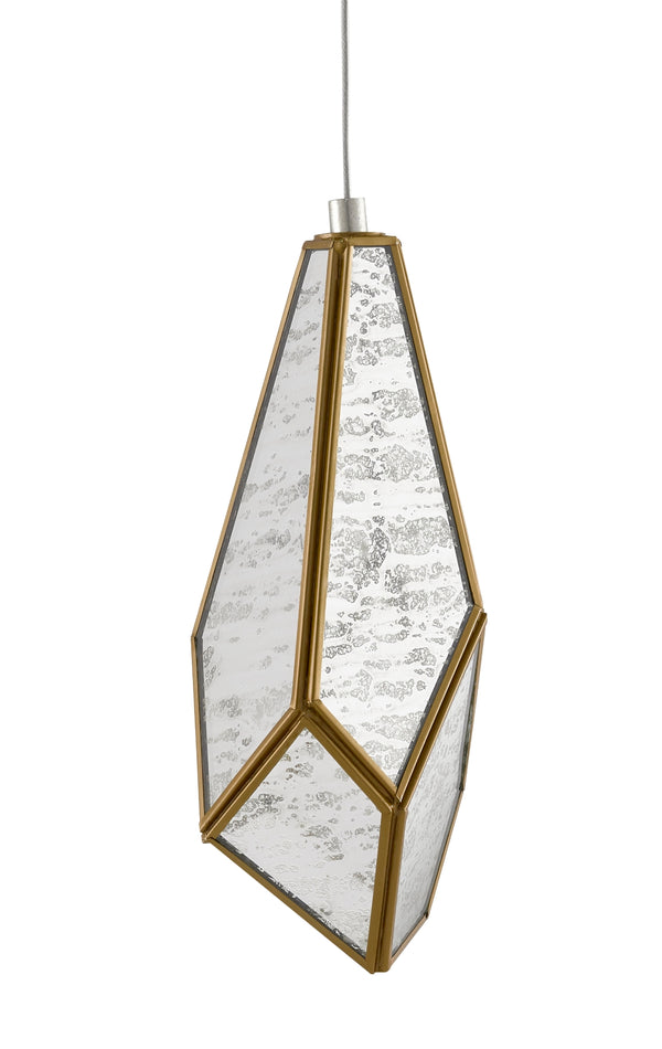 Glace 1-Light Multi-Drop Pendant Light – Stunning Brass & Raj Mirror Design for Modern Elegance