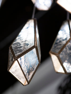 Glace 1-Light Multi-Drop Pendant Light – Stunning Brass & Raj Mirror Design for Modern Elegance