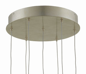 Glace 7-Light Multi-Drop Pendant: Elegant Brass & Raj Mirror Fixture for Stunning Interior Spaces
