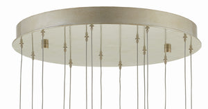 Glace Round 15-Light Multi-Drop Pendant - Elegant Brass & Raj Mirror Fixture for Stunning Spaces