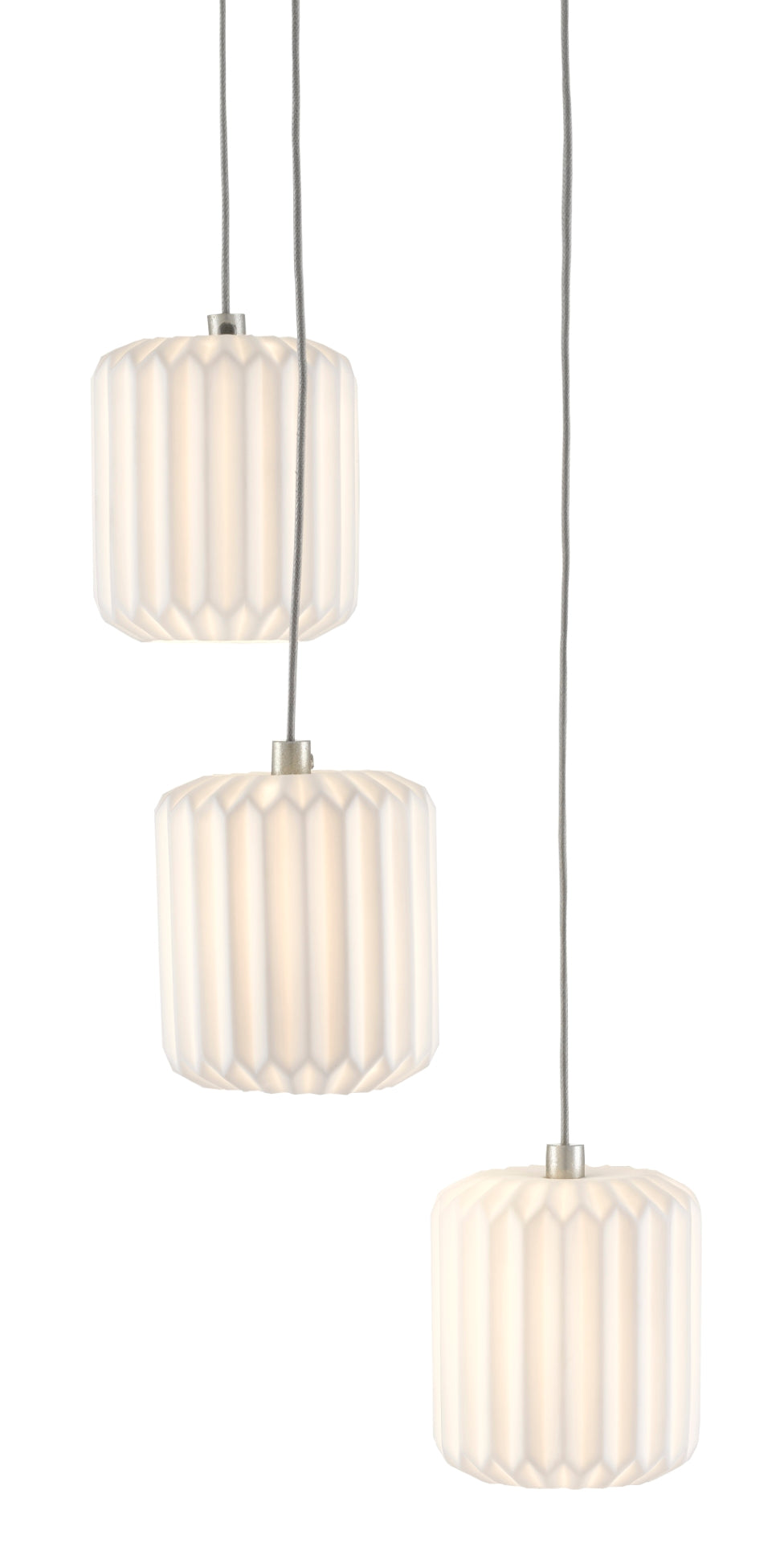 Dove 3-Light Multi-Drop Pendant with Pleated Ceramic Shades for Elegant Indoor Lighting Design