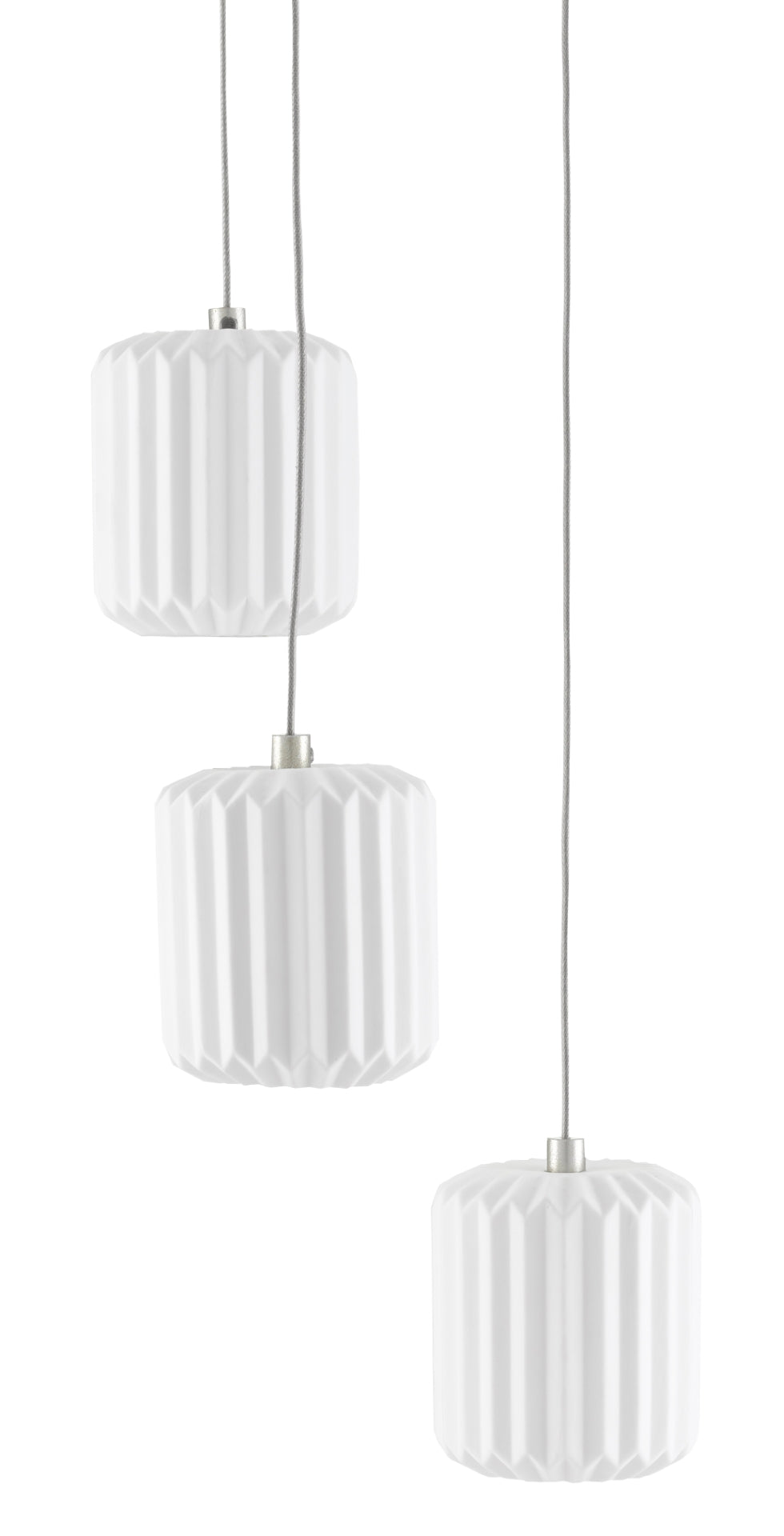 Dove 3-Light Multi-Drop Pendant with Pleated Ceramic Shades for Elegant Indoor Lighting Design