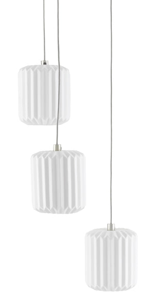 Dove 3-Light Multi-Drop Pendant with Pleated Ceramic Shades for Elegant Indoor Lighting Design