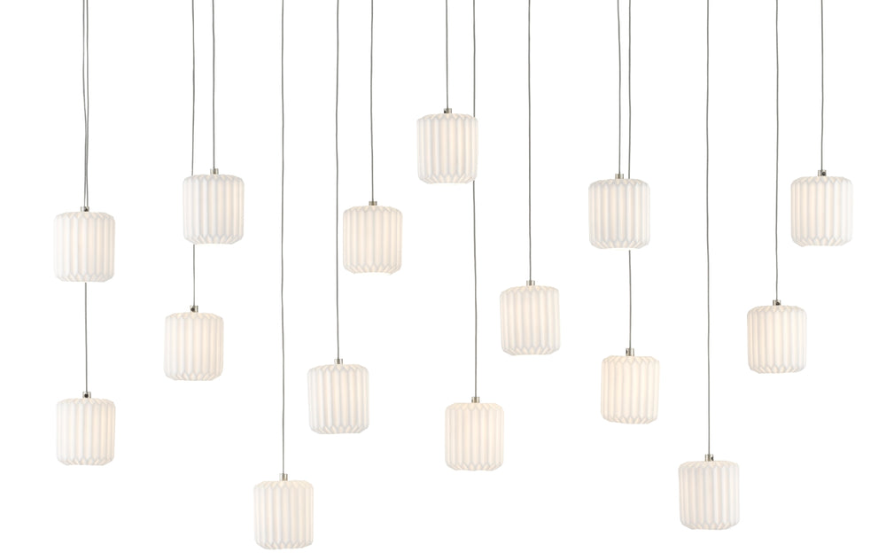 Dove Rectangular 15-Light Multi-Drop Pendant - Elegant Ceramic Shades for Stunning Home Lighting