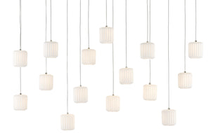 Dove Rectangular 15-Light Multi-Drop Pendant - Elegant Ceramic Shades for Stunning Home Lighting