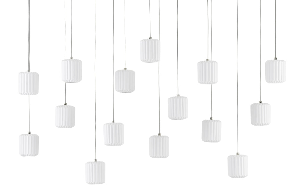 Dove Rectangular 15-Light Multi-Drop Pendant - Elegant Ceramic Shades for Stunning Home Lighting