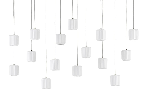 Dove Rectangular 15-Light Multi-Drop Pendant - Elegant Ceramic Shades for Stunning Home Lighting