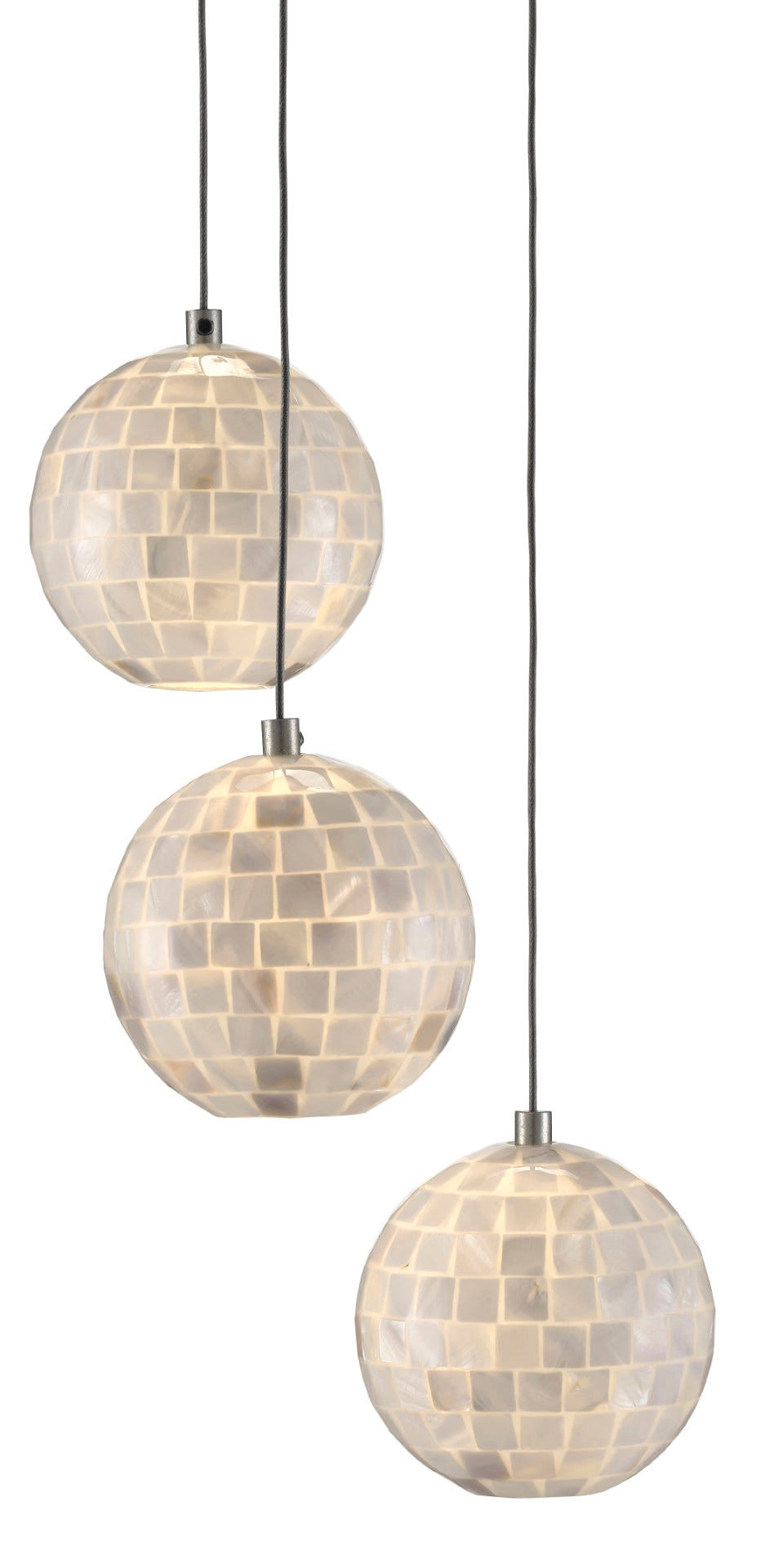 Finhorn 3-Light Multi-Drop Pendant Light - Handcrafted Mother of Pearl Shades & Adjustable Height Design