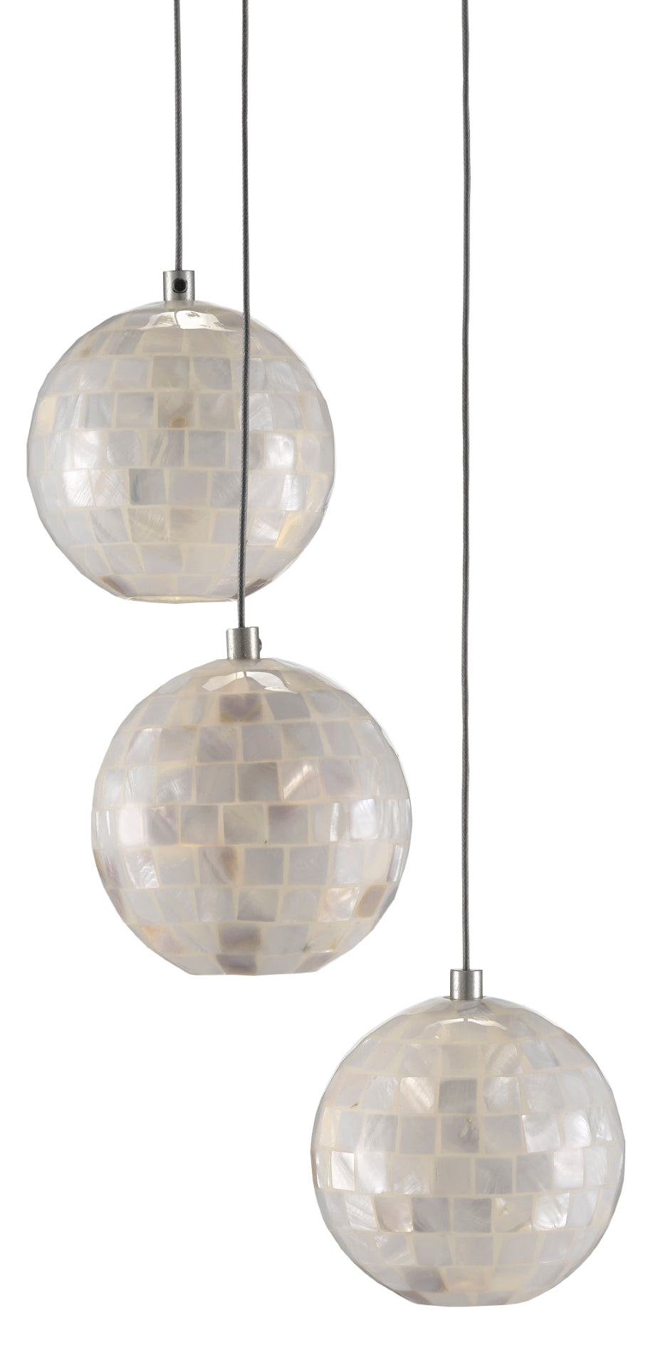 Finhorn 3-Light Multi-Drop Pendant Light - Handcrafted Mother of Pearl Shades & Adjustable Height Design