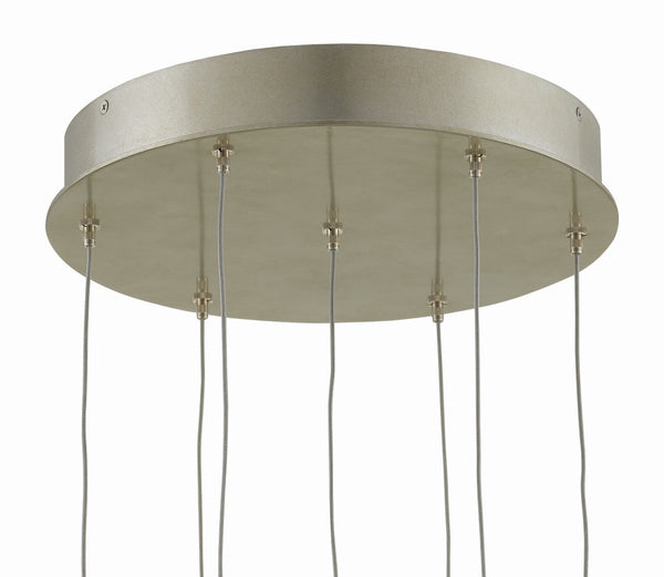 Finhorn 7-Light Multi-Drop Pendant Light with Hand-Applied Mother of Pearl Shades in Silver Finish