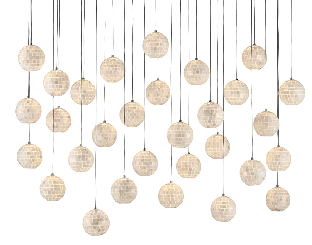 Finhorn 30-Light Multi-Drop Pendant Light - Elegant Handcrafted Mother of Pearl Design for Modern Homes