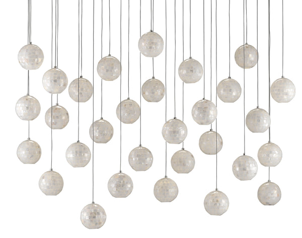 Finhorn 30-Light Multi-Drop Pendant Light - Elegant Handcrafted Mother of Pearl Design for Modern Homes