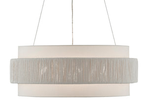 Rousham Chandelier - Eco-Friendly Beige Light Fixture with Unique Twine Shade and Adjustable Height
