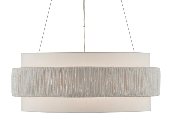 Rousham Chandelier - Eco-Friendly Beige Light Fixture with Unique Twine Shade and Adjustable Height