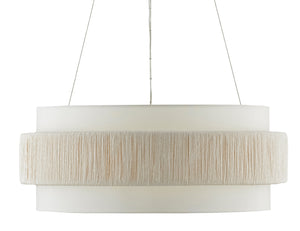 Rousham Chandelier - Eco-Friendly Beige Light Fixture with Unique Twine Shade and Adjustable Height