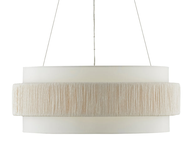 Rousham Chandelier - Eco-Friendly Beige Light Fixture with Unique Twine Shade and Adjustable Height