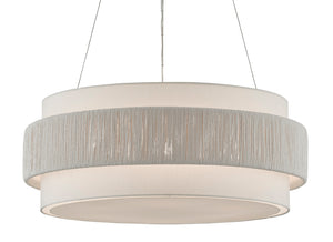 Rousham Chandelier - Eco-Friendly Beige Light Fixture with Unique Twine Shade and Adjustable Height