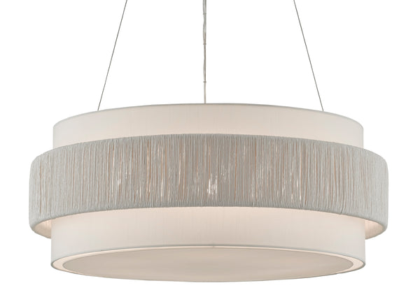 Rousham Chandelier - Eco-Friendly Beige Light Fixture with Unique Twine Shade and Adjustable Height