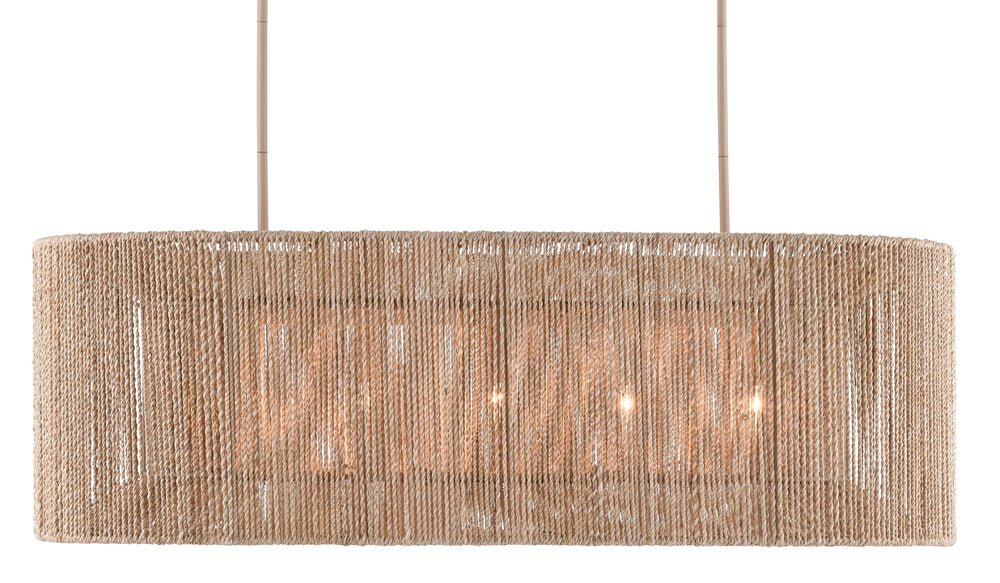 Mereworth Chandelier - Nautical Wrought Iron Design with Natural Abaca Rope Shade for Warm Glow