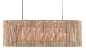 Mereworth Chandelier - Nautical Wrought Iron Design with Natural Abaca Rope Shade for Warm Glow