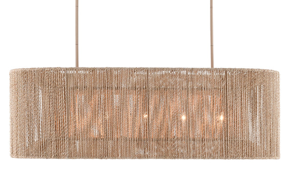 Mereworth Chandelier - Nautical Wrought Iron Design with Natural Abaca Rope Shade for Warm Glow