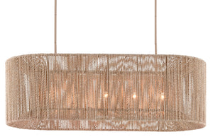 Mereworth Chandelier - Nautical Wrought Iron Design with Natural Abaca Rope Shade for Warm Glow