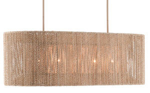 Mereworth Chandelier - Nautical Wrought Iron Design with Natural Abaca Rope Shade for Warm Glow