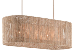 Mereworth Chandelier - Nautical Wrought Iron Design with Natural Abaca Rope Shade for Warm Glow