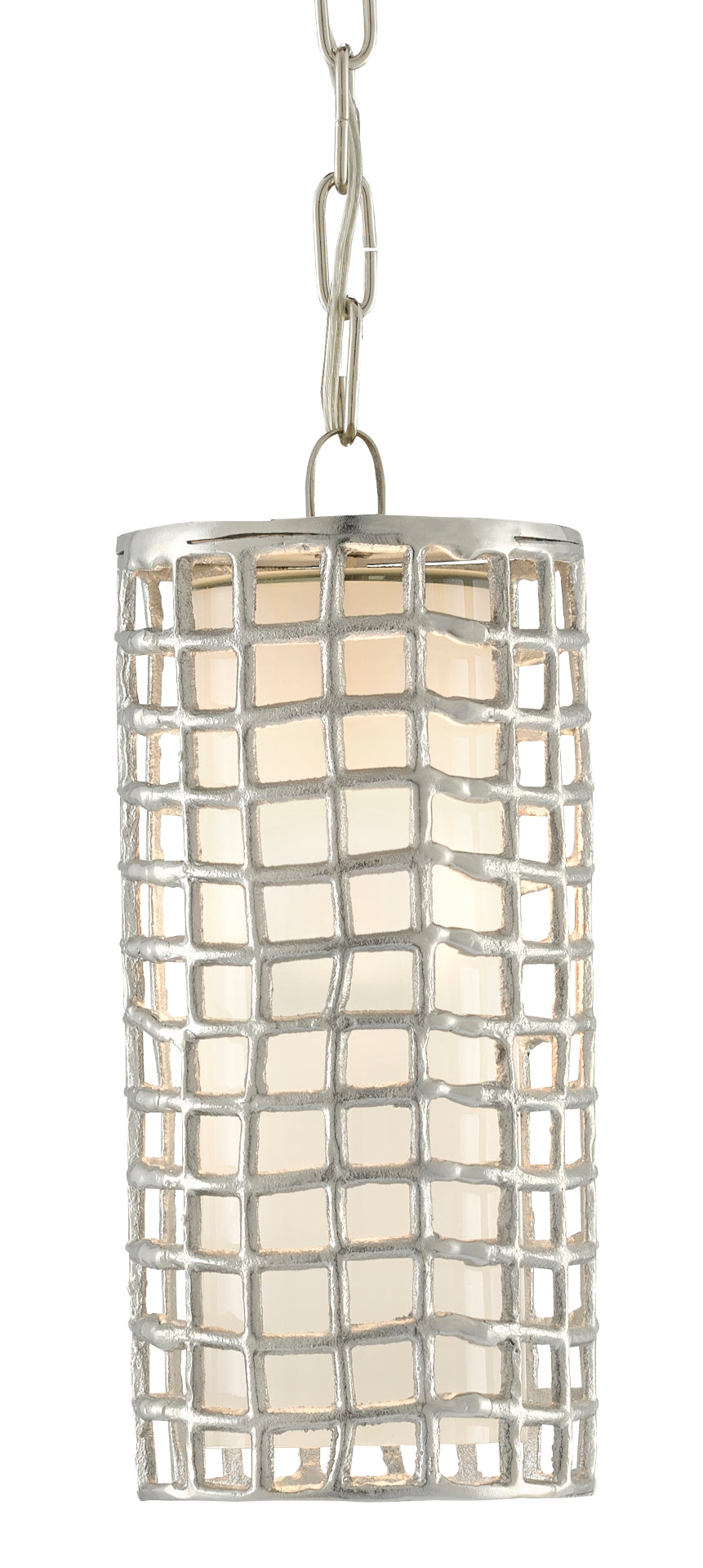 Epigraph Pendant Light - Adjustable Nickel Finish Fixture with Textured Shade & Frosted Glass Diffuser