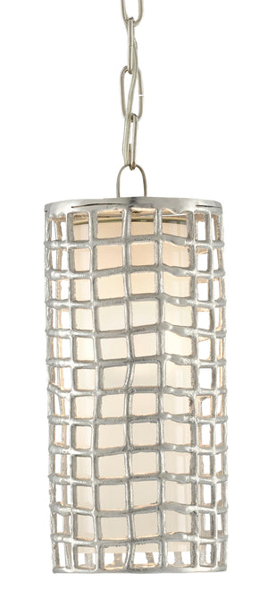 Epigraph Pendant Light - Adjustable Nickel Finish Fixture with Textured Shade & Frosted Glass Diffuser