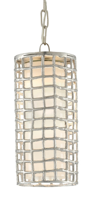 Epigraph Pendant Light - Adjustable Nickel Finish Fixture with Textured Shade & Frosted Glass Diffuser